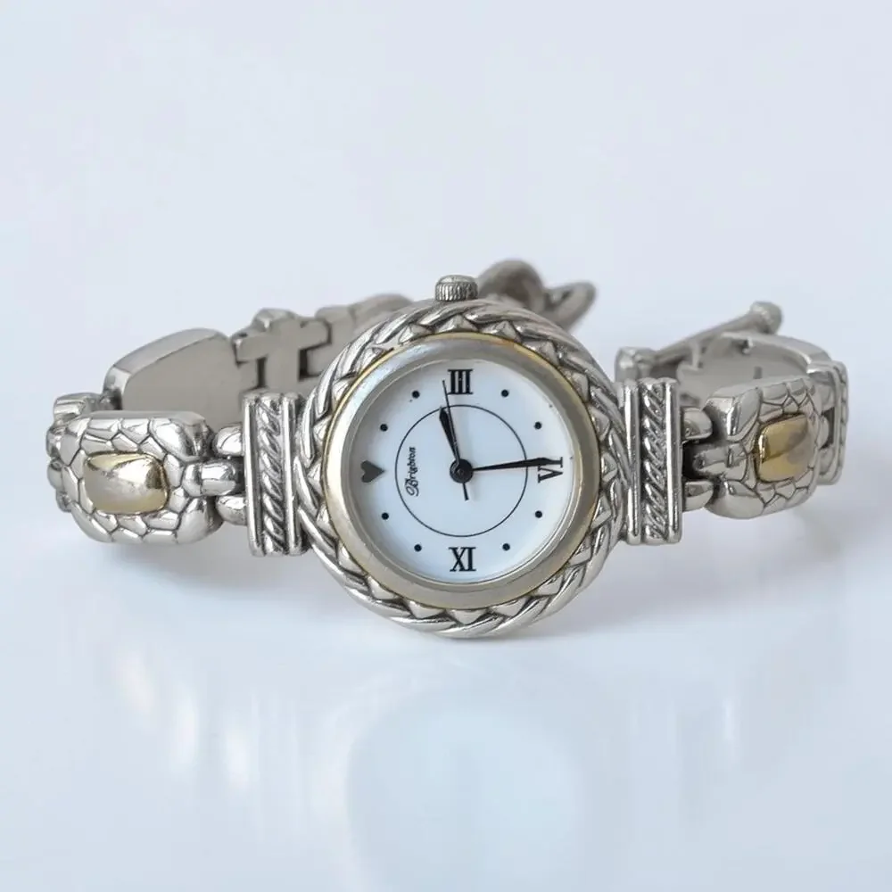 Brighton Nantucket Mixed Metal Watch Rope Detail Silver Gold Toggle Clasp 8